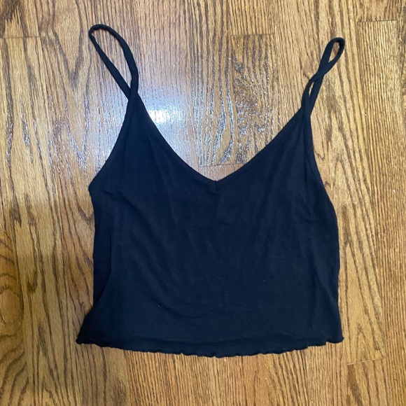 Pacsun, womens black crop top, lettuce hem, size S - Picture 1 of 3